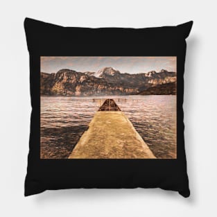 Sea jetty mountain vista Pillow