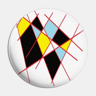 Geometric white black and yellow Pin