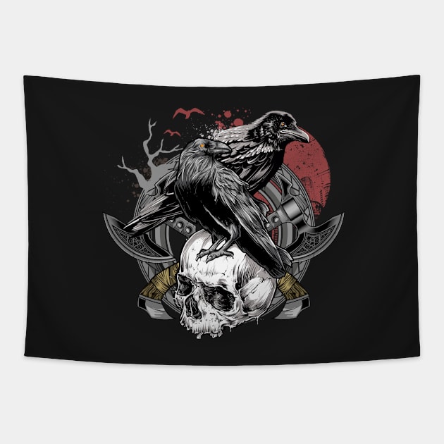 Odin's ravens Shirt viking celtic Gift Tapestry by woormle