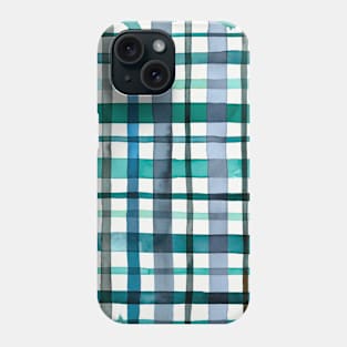 Watercolor Gingham Aqua 2 Phone Case