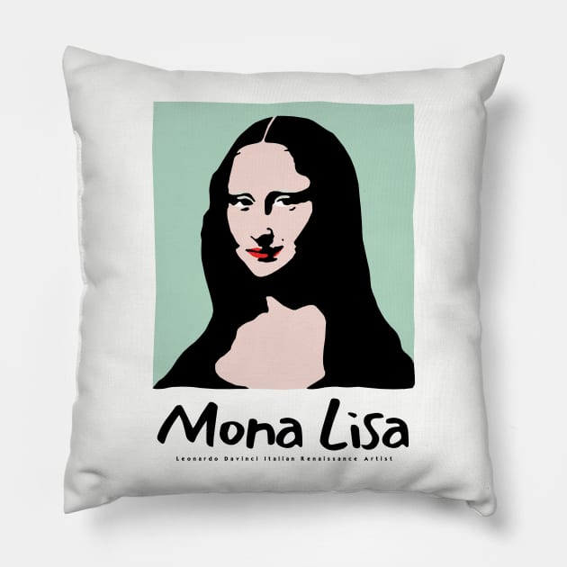 Retro Mona Lisa Pillow by KewaleeTee