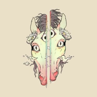 Split Face Horse, Weird Art T-Shirt