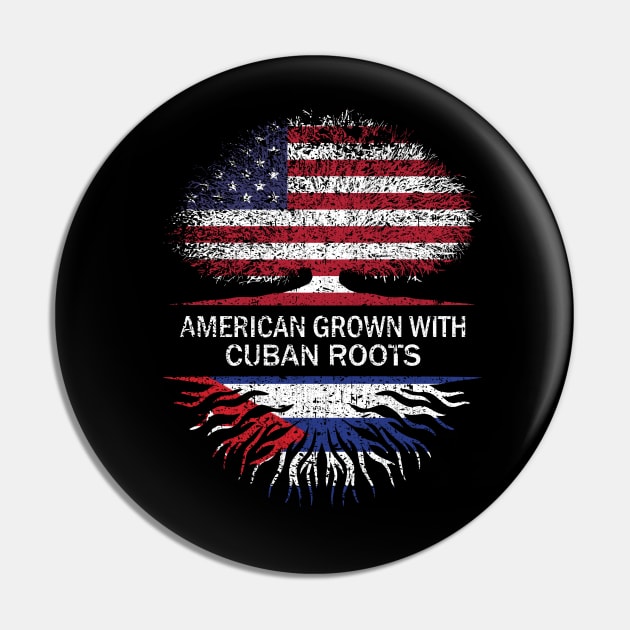 American Grown with Cuban Roots USA Flag Pin by silvercoin