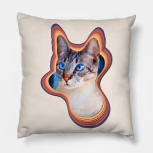 colorful domestic shorthair cat painting Pillow