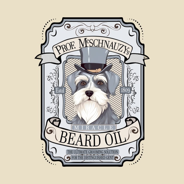 Professor McSchnauzy's Miracle Beard Oil Fun Satire by Dragonfly Tees