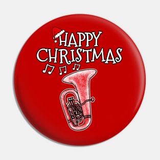 Christmas Tuba Brass Musician Santa Hat Xmas 2022 Pin