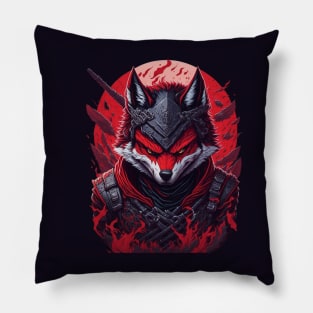 evil ninja wolf face Pillow