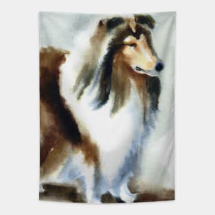 Collie Watercolor Painting - Dog Lover Gifts Tapestry