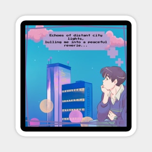 Lofi Anime City Lights Aesthetic Boy Version Magnet