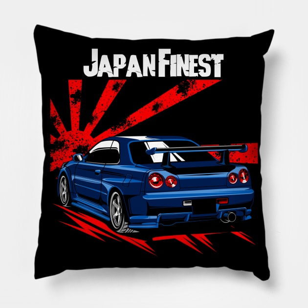 Nissan Skyline R 34 Blue JDM Pillow by aredie19