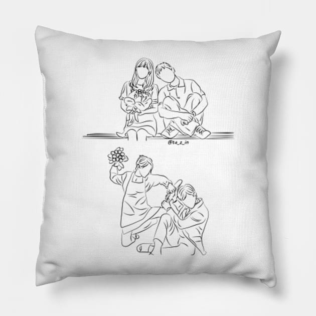 Go Back Couple Pillow by ayshatazin