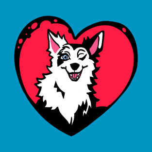 Heart wink dog car sticker plus T-Shirt