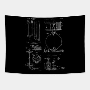 Drum Kit Drummer Gift Vintage Patent Prints Tapestry