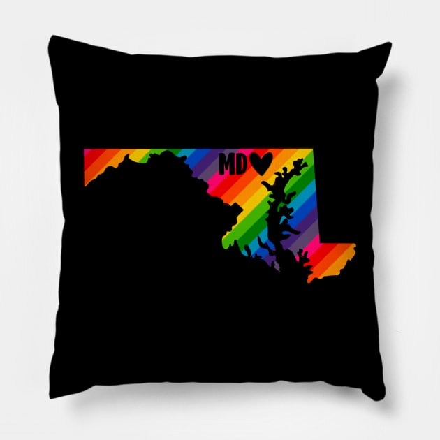 USA States: Maryland (rainbow) Pillow by LetsOverThinkIt