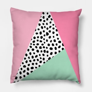 Colour Block, Geometric, Polka Dot, Pink and Green Pillow