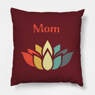 Mother's Day Mom Multi-Color Lotus Blossom Retro Vintage Pillow