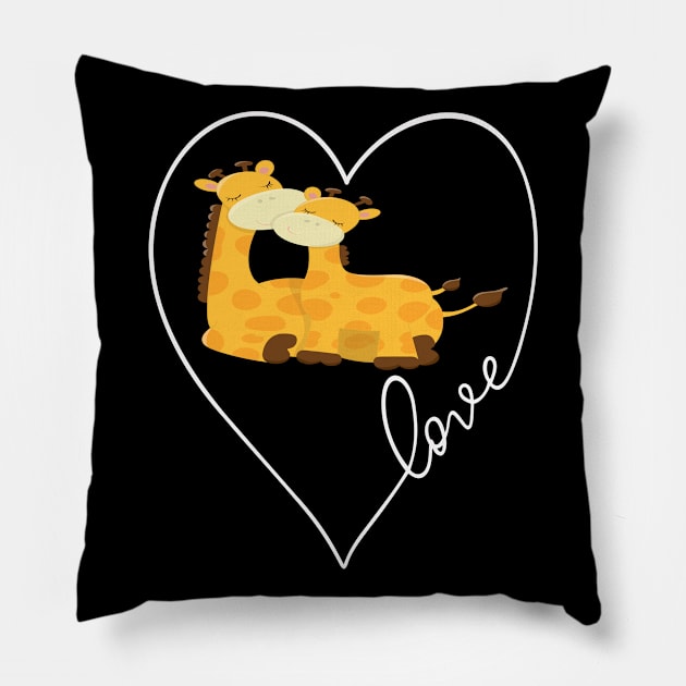 Mothers Day Son Daughter Matching Giraffe Love Heart Pillow by familycuteycom
