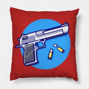 Pistol Gun with Bullets Cartoon Vector Icon Illustration Pillow