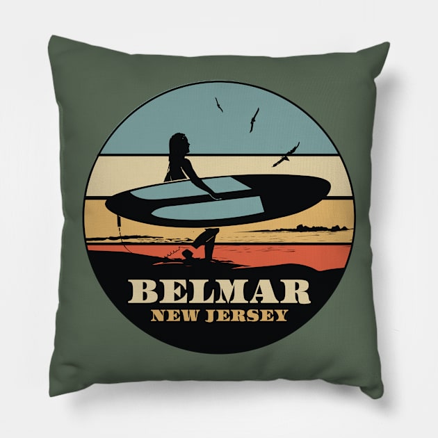 Belmar NJ Surfer Pillow by ArtOnTheRun