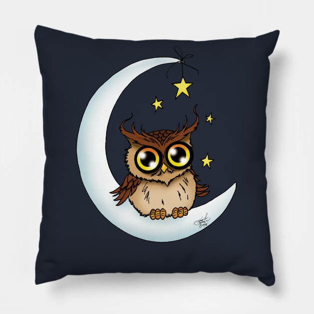 Owl on the Moon Pillow by tigressdragon