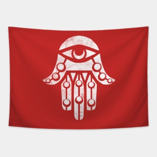 Hamsa White halftone 2 Tapestry