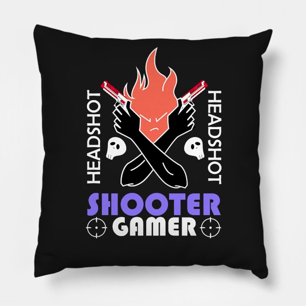 shooter gamer headshot Pillow by ArtStopCreative