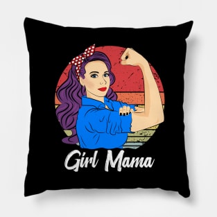 Girl Mama Vintage Mother’s Day Sunset Retro Pillow