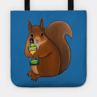 Funny squirrel with bottle of beherovka Tote