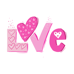 Love in pink text T-Shirt