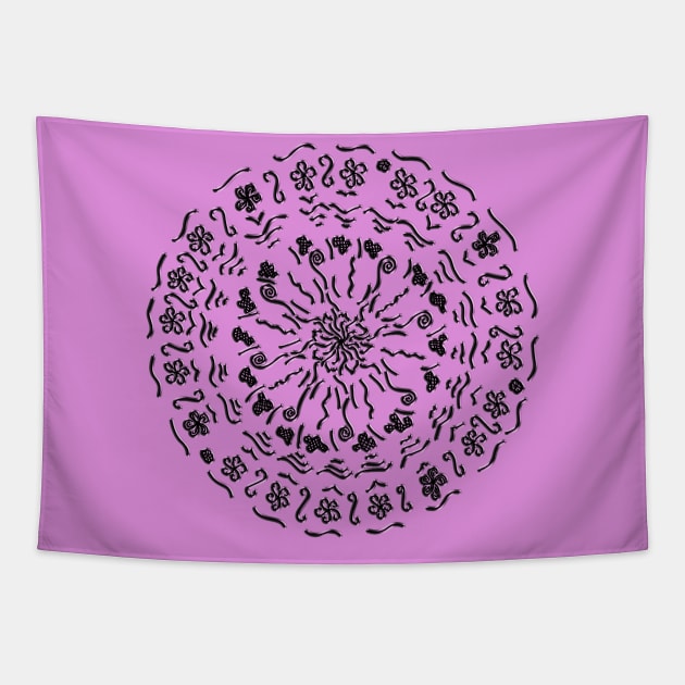 The VERY First Mandala - black Tapestry by Myriel