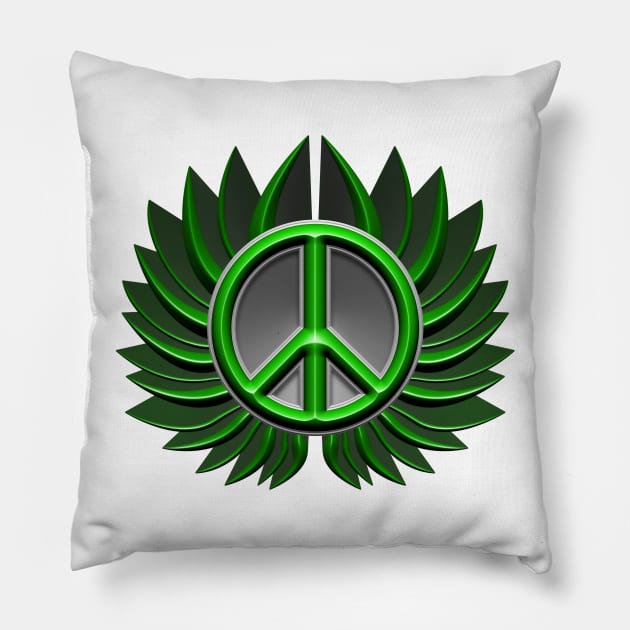 green peace symbol flower Pillow by DrewskiDesignz