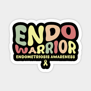 Endometriosis Endo Warrior Retro Groovy Yellow Ribbon Magnet