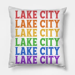 LAKE CITY RAINBOW TEXT Pillow