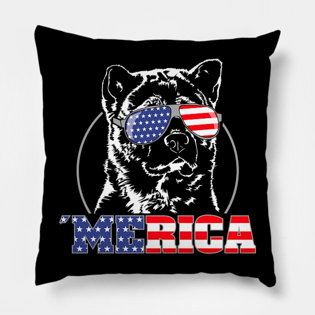 Proud American Akita Inu American Flag Merica Pillow by wilsigns