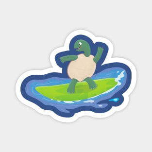 Funny tortoise wave surfing cartoon Magnet