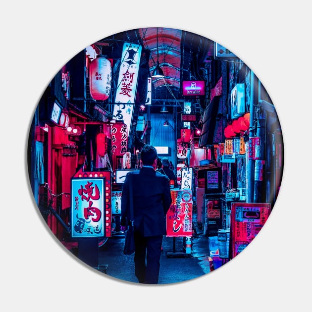 Tokyo Street Neon Synthwave Pin by JeffDesign