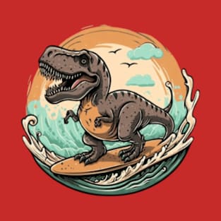 Cute dinosaur surfing gift ideas, dino surf gifts, dinosaur surfer gift ideas, dino surf, dinosaur surfing surfer surf gift kids tees kids tsirt kids hoodies gift ideas T-Shirt