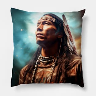 Native Indian Warrior Spirit Fantastic Cosmic Magical Pillow