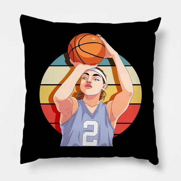Girl Basketball B-Ball Player Three Pointer Baller Pillow by Noseking