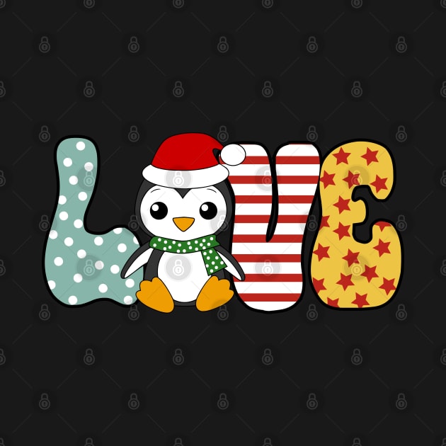 Cute Penguin Santa Hat Love Christmas Holiday Gift by BadDesignCo