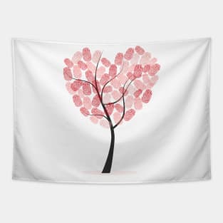 Heart tree with finger prints Tapestry