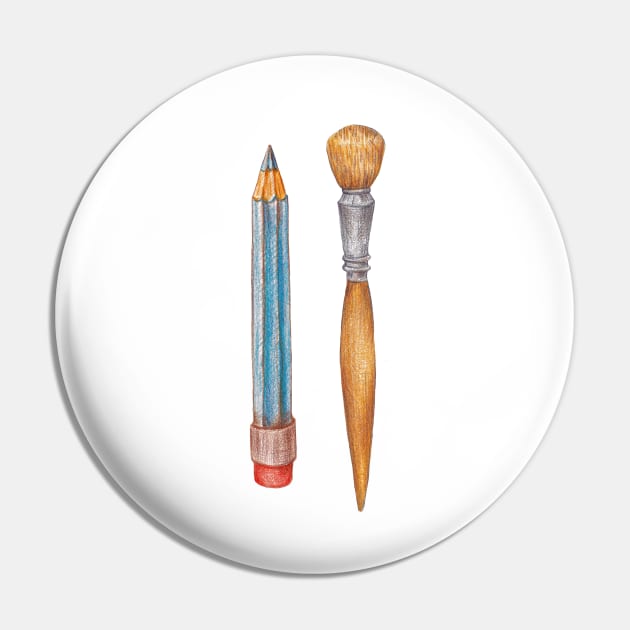 pencil and brush Pin by lisenok