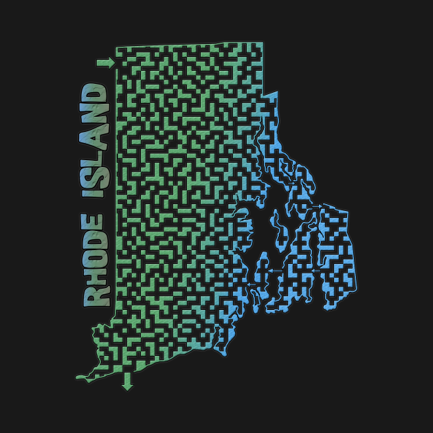 Disover Rhode Island State Outline Maze & Labyrinth - Rhode Island - T-Shirt