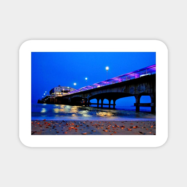 Bournemouth Pier And Beach Dorset England Magnet by AndyEvansPhotos