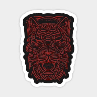 Tiger Tribal Tattoo Tiger With a Slightly Human Face Red Version Magnet