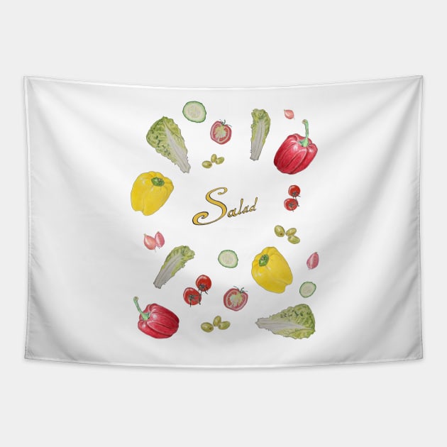 Cheery Salad Tapestry by nelloofmello