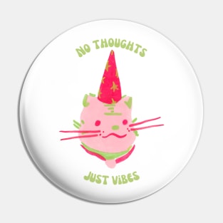 No Thoughts, Just Vibes Wizard Cat Sobre Alba Pin