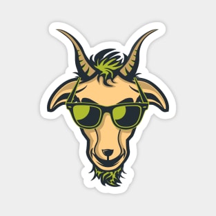 Goat with Glasses - Green Drawing Illustrattion Magnet