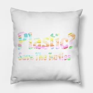 Cute Plastic Save the Turtles Saying Quote Pastel Colors Pillow