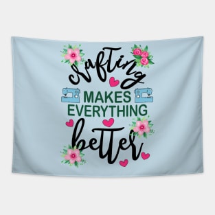 Crafting Makes Everything Better Sewing Machine Floral Tapestry